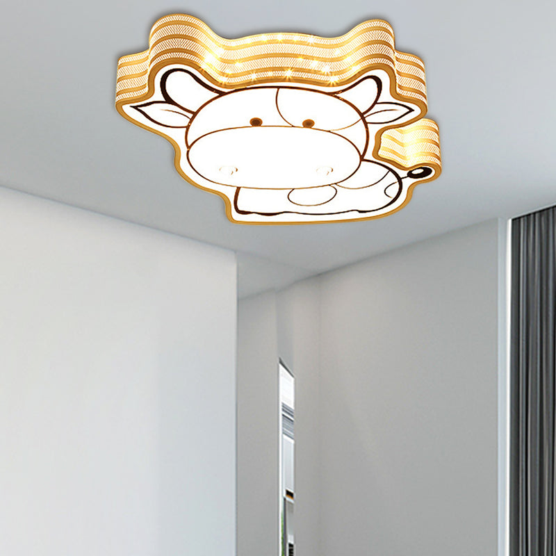 Cartoon Lovely Flush Mount Light Acrylic Metal White LED Ceiling Lamp for Game Room Kid Bedroom White Cow Clearhalo 'Ceiling Lights' 'Close To Ceiling Lights' 'Close to ceiling' 'Flush mount' Lighting' 30693