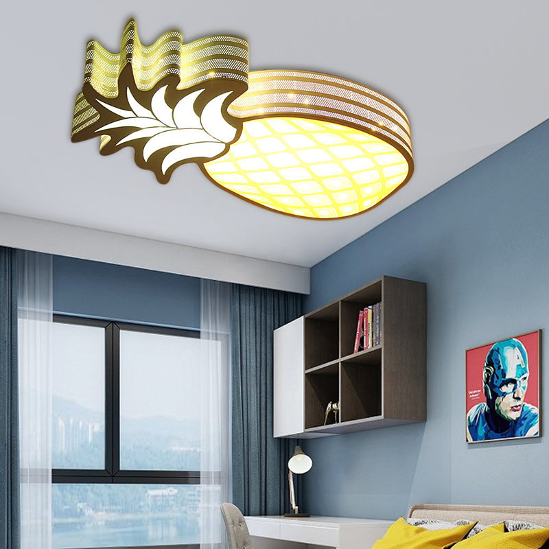 Cartoon Lovely Flush Mount Light Acrylic Metal White LED Ceiling Lamp for Game Room Kid Bedroom White Pineapple Clearhalo 'Ceiling Lights' 'Close To Ceiling Lights' 'Close to ceiling' 'Flush mount' Lighting' 30697