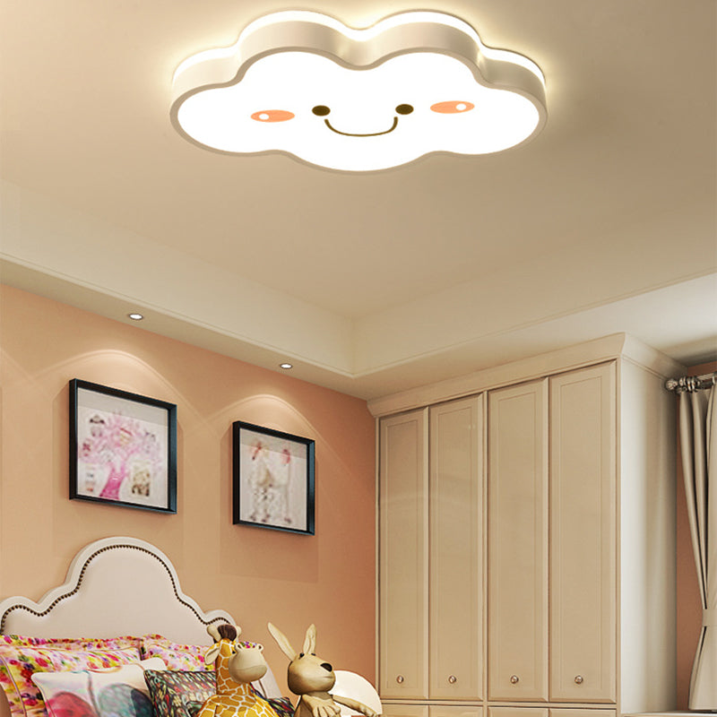 Acrylic Shy Cloud Flush Ceiling Light Child Bedroom Cartoon LED Ceiling Fixture in White Clearhalo 'Ceiling Lights' 'Close To Ceiling Lights' 'Close to ceiling' Lighting' 30754