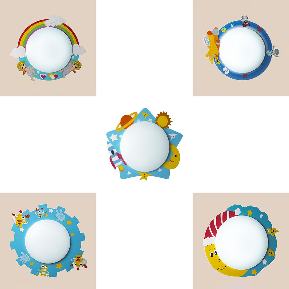 Acrylic Circle LED Ceiling Mount Light with Cartoon Pattern Kids Ceiling Lamp for Nursing Room Clearhalo 'Ceiling Lights' 'Close To Ceiling Lights' 'Close to ceiling' 'Flush mount' Lighting' 30885