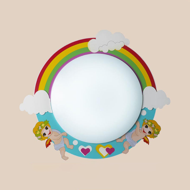 Acrylic Circle LED Ceiling Mount Light with Cartoon Pattern Kids Ceiling Lamp for Nursing Room Blue Cloud Clearhalo 'Ceiling Lights' 'Close To Ceiling Lights' 'Close to ceiling' 'Flush mount' Lighting' 30886