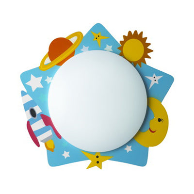 Acrylic Circle LED Ceiling Mount Light with Cartoon Pattern Kids Ceiling Lamp for Nursing Room Blue Star Clearhalo 'Ceiling Lights' 'Close To Ceiling Lights' 'Close to ceiling' 'Flush mount' Lighting' 30889