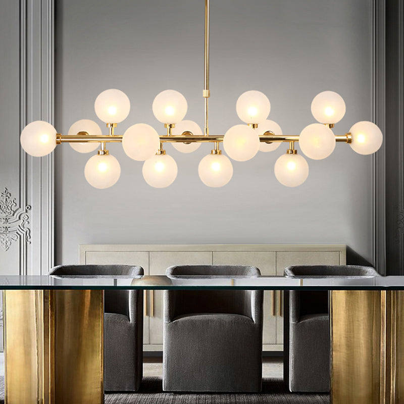 Molecule Dining Room Over Island Lighting Opal Glass 16 Lights Contemporary Flush Mount Chandelier in Gold Clearhalo 'Ceiling Lights' 'Close To Ceiling Lights' 'Glass shade' 'Glass' 'Island Lights' Lighting' 311136