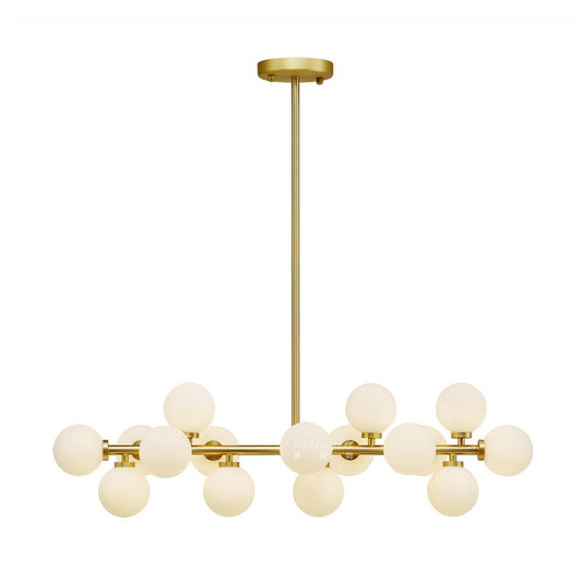 Molecule Dining Room Over Island Lighting Opal Glass 16 Lights Contemporary Flush Mount Chandelier in Gold Clearhalo 'Ceiling Lights' 'Close To Ceiling Lights' 'Glass shade' 'Glass' 'Island Lights' Lighting' 311137