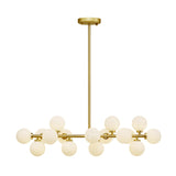 Molecule Dining Room Over Island Lighting Opal Glass 16 Lights Contemporary Flush Mount Chandelier in Gold Clearhalo 'Ceiling Lights' 'Close To Ceiling Lights' 'Glass shade' 'Glass' 'Island Lights' Lighting' 311137