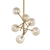 Minimalist Globe Semi Flush Light Cognac Glass 6 Lights Bedroom Semi Flush Mount in Brass Clearhalo 'Ceiling Lights' 'Chandeliers' 'Close To Ceiling Lights' 'Close to ceiling' 'Glass shade' 'Glass' 'Semi-flushmount' Lighting' 311199