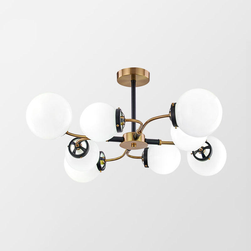 Minimalist Sphere Semi Flush White/Smoke Gray Glass 4/6/8 Lights Living Room Ceiling Light Fixture 8 White Clearhalo 'Ceiling Lights' 'Close To Ceiling Lights' 'Close to ceiling' 'Glass shade' 'Glass' 'Semi-flushmount' Lighting' 311211