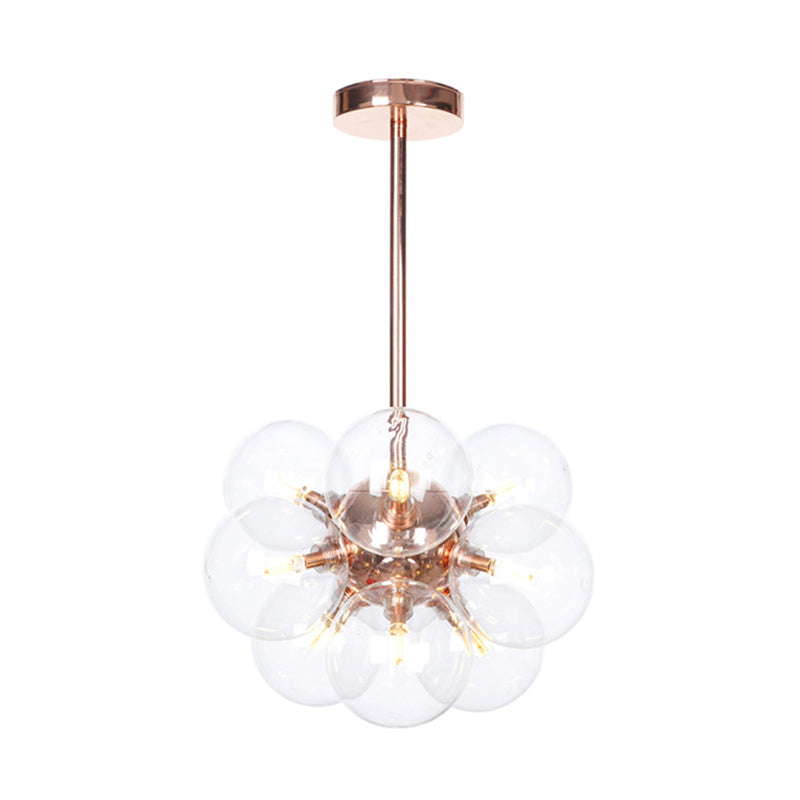 Globe Semi Flush Lighting Minimalist White/Green/Blue Glass 9 Lights Copper Ceiling Mounted Fixture Clearhalo 'Ceiling Lights' 'Chandeliers' 'Close To Ceiling Lights' 'Close to ceiling' 'Glass shade' 'Glass' 'Semi-flushmount' Lighting' 311287