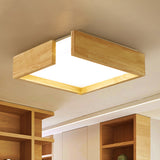 Square Natural Wood Flush Lighting Simplicity LED Beige Ceiling Light Fixture in Warm/White Light, 16"/20.5"/25.5" W Clearhalo 'Ceiling Lights' 'Close To Ceiling Lights' 'Close to ceiling' 'Flush mount' Lighting' 311401