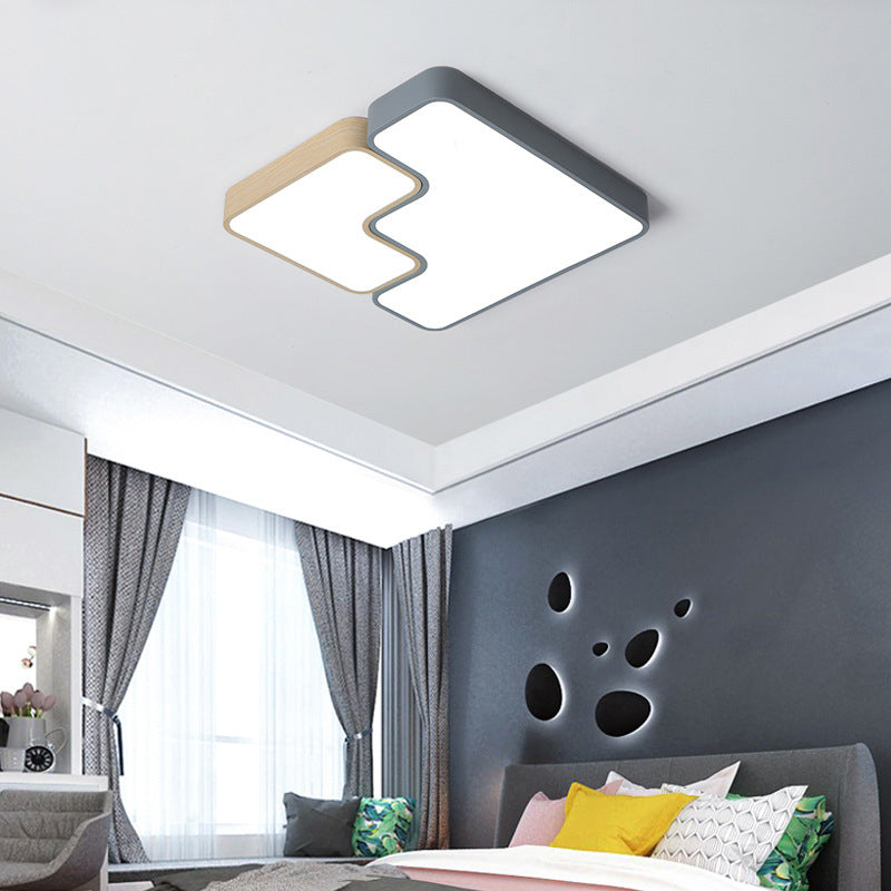 Grey Square/Rectangle Flush Lighting Contemporary Acrylic 18"/22"/35.5" Wide LED Flush Mount Ceiling Lamp Fixture, White/Warm Light Grey Clearhalo 'Ceiling Lights' 'Close To Ceiling Lights' 'Close to ceiling' 'Flush mount' Lighting' 312745