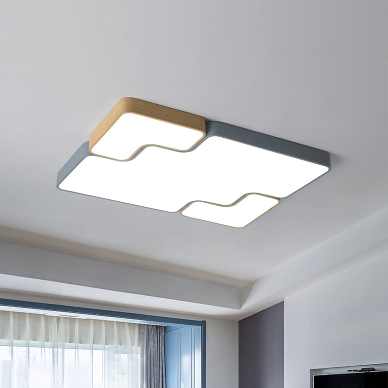 Grey Square/Rectangle Flush Lighting Contemporary Acrylic 18"/22"/35.5" Wide LED Flush Mount Ceiling Lamp Fixture, White/Warm Light Clearhalo 'Ceiling Lights' 'Close To Ceiling Lights' 'Close to ceiling' 'Flush mount' Lighting' 312749