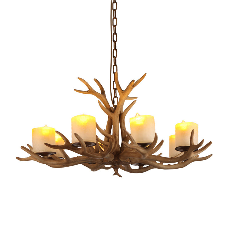 Brown Bell/Cylinder Chandelier Lighting Traditionalism Resin 6/8 Heads Living Room Suspension Pendant Lamp Clearhalo 'Ceiling Lights' 'Chandeliers' Lighting' options 313115