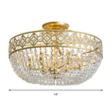 Dome Semi Flush Light Postmodern K9 Crystal 3 Lights Bedroom Ceiling Mounted Fixture in Gold Clearhalo 'Ceiling Lights' 'Close To Ceiling Lights' 'Close to ceiling' 'Semi-flushmount' Lighting' 313126