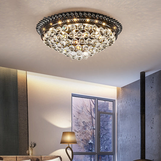 Dome Flush Mount Lamp Modern Crystal Ball Black LED Ceiling Lighting for Bedroom Black Clearhalo 'Ceiling Lights' 'Close To Ceiling Lights' 'Close to ceiling' 'Flush mount' Lighting' 313139