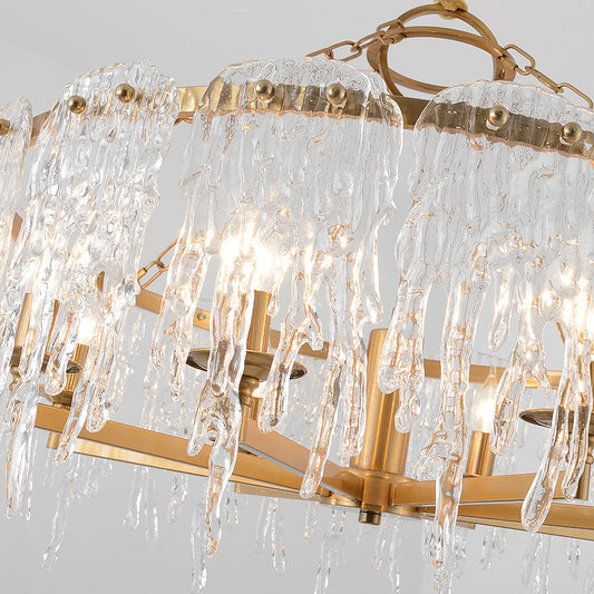 6 Heads Cascade Chandelier Lamp Modernist Crystal Ceiling Hanging Light in Brass for Living Room Clearhalo 'Ceiling Lights' 'Chandeliers' Lighting' options 313154