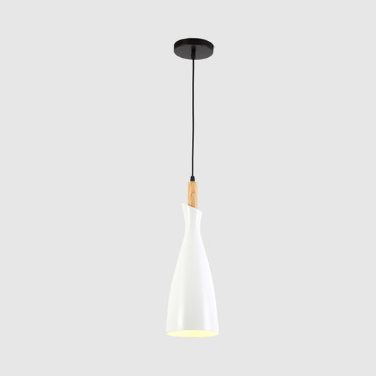 Tapered Kitchen Hanging Pendant Light Metal 1 Head Minimalist Down Lighting in Black/White/Grey Clearhalo 'Ceiling Lights' 'Modern Pendants' 'Modern' 'Pendant Lights' 'Pendants' Lighting' 313163