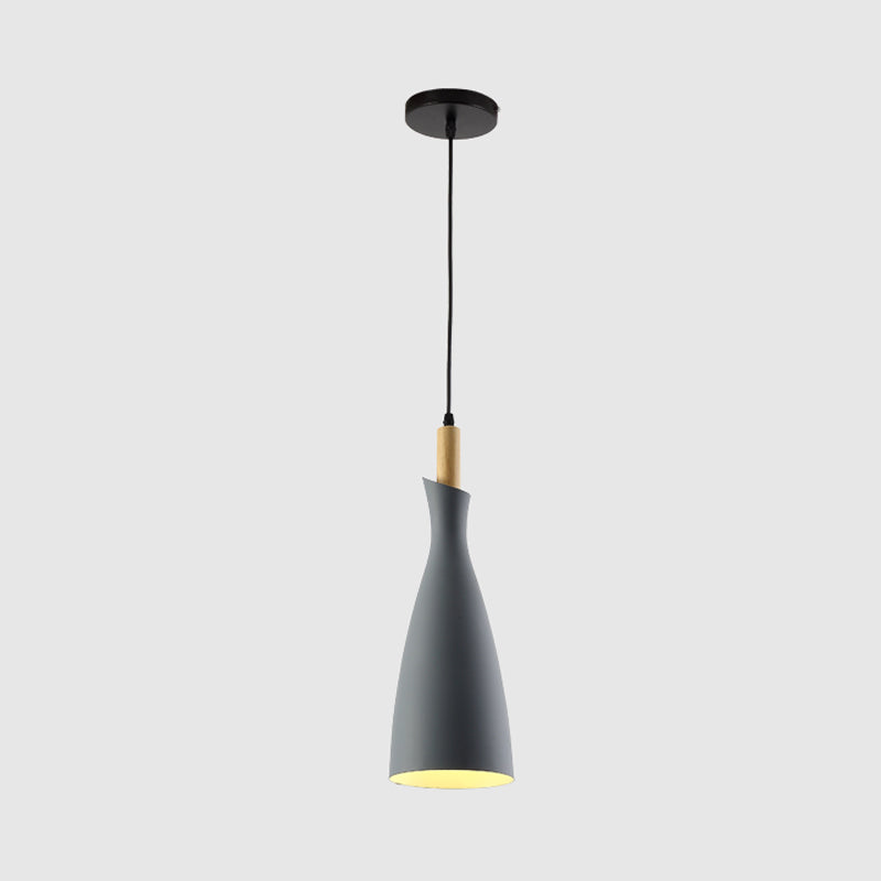 Tapered Kitchen Hanging Pendant Light Metal 1 Head Minimalist Down Lighting in Black/White/Grey Clearhalo 'Ceiling Lights' 'Modern Pendants' 'Modern' 'Pendant Lights' 'Pendants' Lighting' 313166