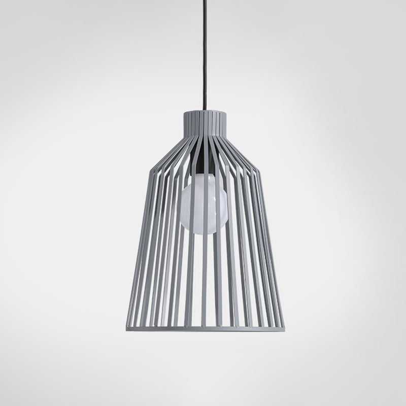 Minimalist Caged Pendulum Light Metal 1 Light Kitchen Pendant Lighting Fixture in Grey Clearhalo 'Ceiling Lights' 'Modern Pendants' 'Modern' 'Pendant Lights' 'Pendants' Lighting' 313172