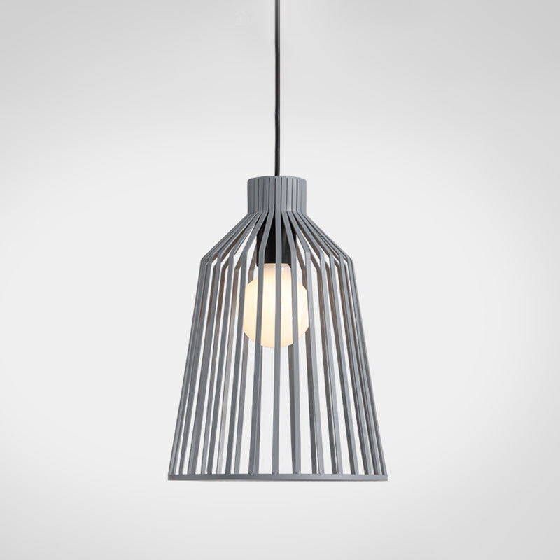 Minimalist Caged Pendulum Light Metal 1 Light Kitchen Pendant Lighting Fixture in Grey Clearhalo 'Ceiling Lights' 'Modern Pendants' 'Modern' 'Pendant Lights' 'Pendants' Lighting' 313173