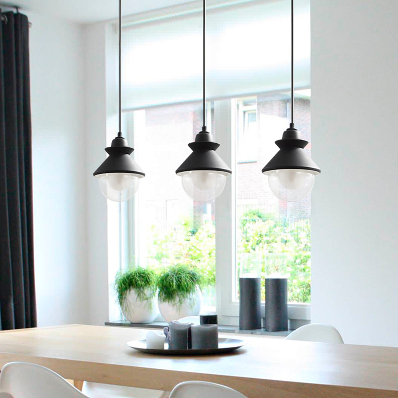 Black Cone Pendant Lighting Contemporary 1 Light Metal Hanging Light Kit with Clear Glass Shade Clearhalo 'Ceiling Lights' 'Modern Pendants' 'Modern' 'Pendant Lights' 'Pendants' Lighting' 313185