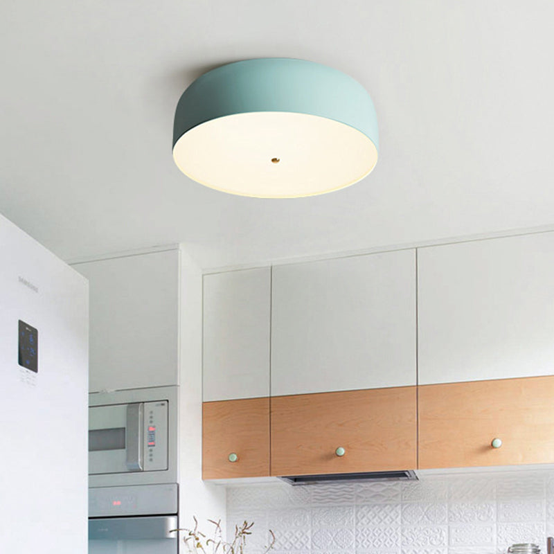 Circular Metal Flush Mount Lighting Modernism Blue LED Ceiling Lamp Fixture for Kitchen, 14"/19" Wide Clearhalo 'Ceiling Lights' 'Close To Ceiling Lights' 'Close to ceiling' 'Flush mount' Lighting' 313192