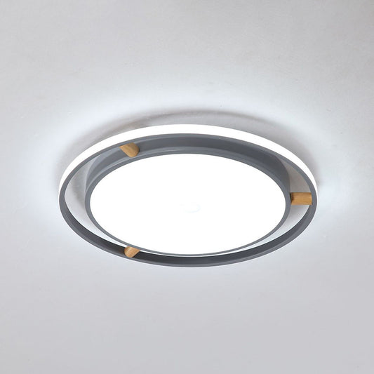 Round Bedroom Flush Mount Lighting Metal Contemporary 16"/19.5"/23.5" Wide LED Ceiling Light Fixture in Grey Clearhalo 'Ceiling Lights' 'Close To Ceiling Lights' 'Close to ceiling' 'Flush mount' Lighting' 313203