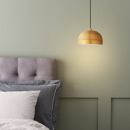 Domed Shape Bedside Hanging Lamp Kit Metal 1 Head Contemporary Pendant Lighting in Brass Brass Clearhalo 'Ceiling Lights' 'Modern Pendants' 'Modern' 'Pendant Lights' 'Pendants' Lighting' 313205