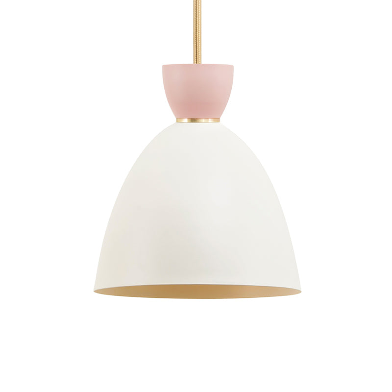 1 Light Dining Room Pendant Modern White/Pink Hanging Ceiling Light with Domed Metal Shade Clearhalo 'Ceiling Lights' 'Modern Pendants' 'Modern' 'Pendant Lights' 'Pendants' Lighting' 313217