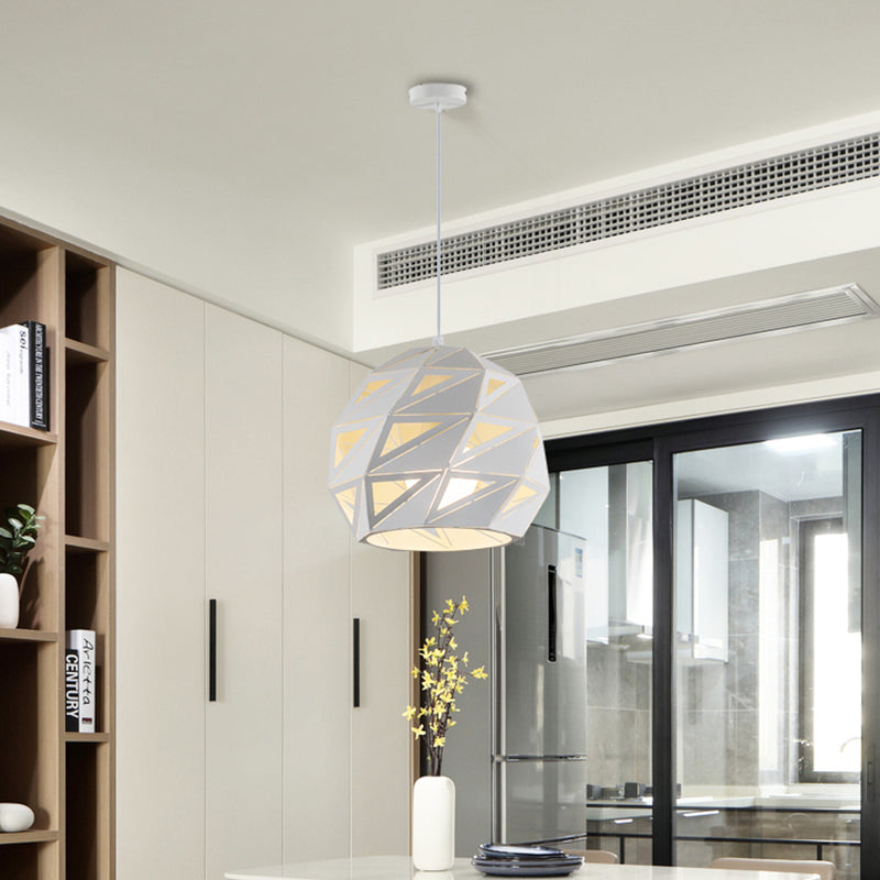 10"/12.5" Wide Metal Laser-Cut Pendant Light Fixture Minimalist 1 Light White/Black Hanging Lamp Kit White Clearhalo 'Ceiling Lights' 'Modern Pendants' 'Modern' 'Pendant Lights' 'Pendants' Lighting' 313237