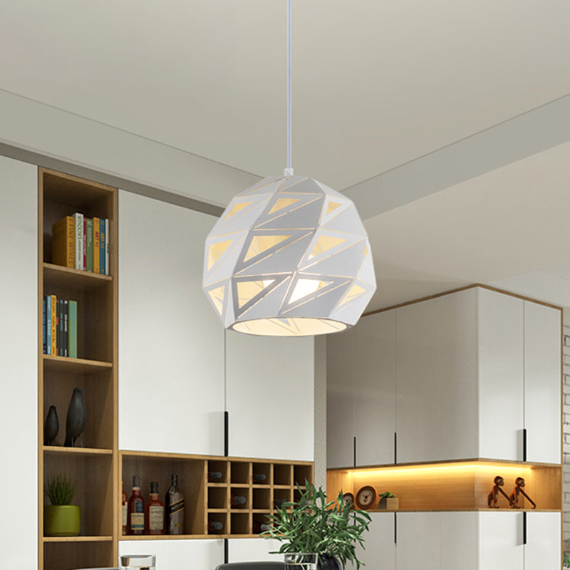 10"/12.5" Wide Metal Laser-Cut Pendant Light Fixture Minimalist 1 Light White/Black Hanging Lamp Kit Clearhalo 'Ceiling Lights' 'Modern Pendants' 'Modern' 'Pendant Lights' 'Pendants' Lighting' 313238