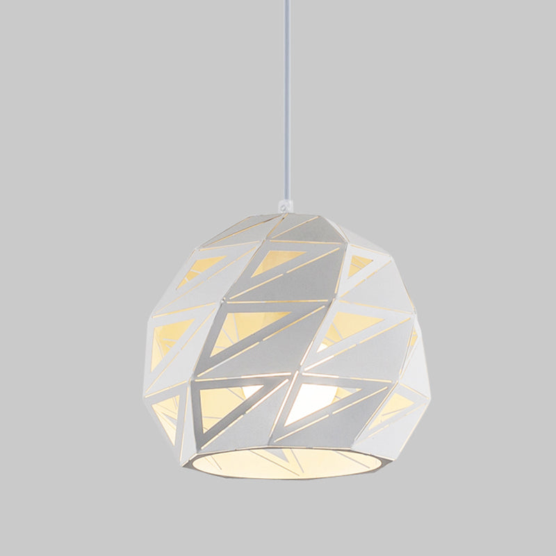 10"/12.5" Wide Metal Laser-Cut Pendant Light Fixture Minimalist 1 Light White/Black Hanging Lamp Kit Clearhalo 'Ceiling Lights' 'Modern Pendants' 'Modern' 'Pendant Lights' 'Pendants' Lighting' 313240