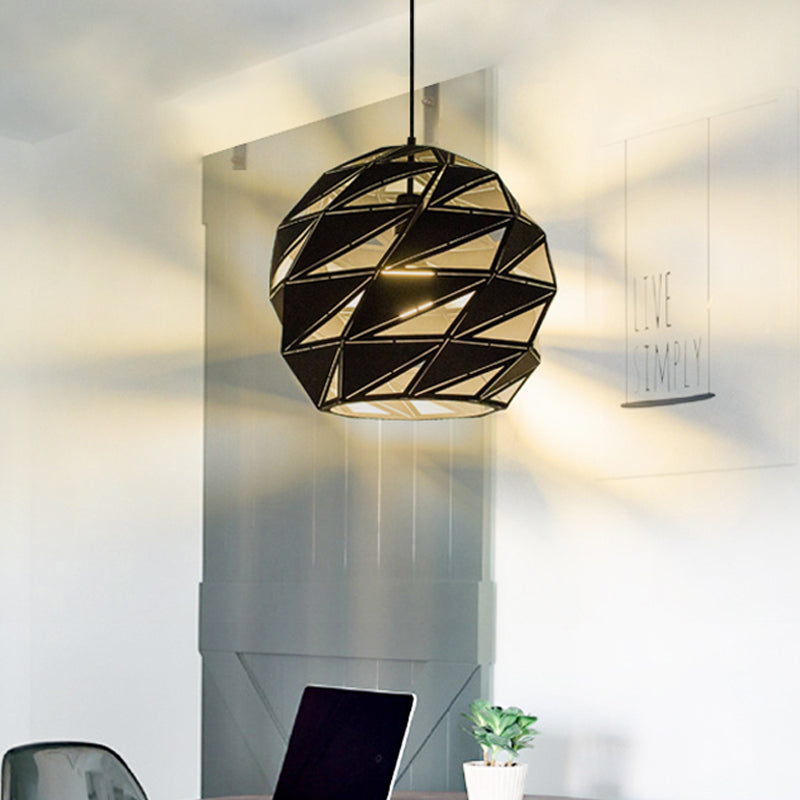 10"/12.5" Wide Metal Laser-Cut Pendant Light Fixture Minimalist 1 Light White/Black Hanging Lamp Kit Black Clearhalo 'Ceiling Lights' 'Modern Pendants' 'Modern' 'Pendant Lights' 'Pendants' Lighting' 313241