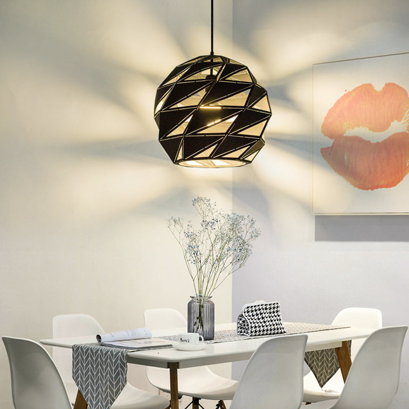 10"/12.5" Wide Metal Laser-Cut Pendant Light Fixture Minimalist 1 Light White/Black Hanging Lamp Kit Clearhalo 'Ceiling Lights' 'Modern Pendants' 'Modern' 'Pendant Lights' 'Pendants' Lighting' 313242