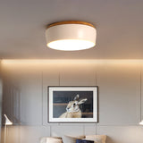 Drum Flush Mount Fixture Modern Metal White/Pink/Green LED Ceiling Mounted Lamp with Recessed Diffuser in White/Warm Light White Warm Clearhalo 'Ceiling Lights' 'Close To Ceiling Lights' 'Close to ceiling' 'Flush mount' Lighting' 313255