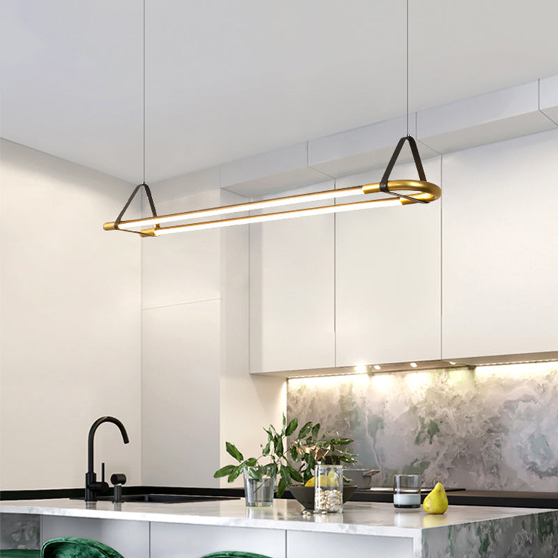 35.5"/47" Wide Linear Pendant Ceiling Light Modern Style 1 Light Black Hanging Lamp Kit Black Clearhalo 'Ceiling Lights' 'Modern Pendants' 'Modern' 'Pendant Lights' 'Pendants' Lighting' 313260