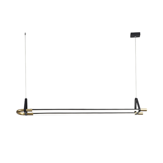 35.5"/47" Wide Linear Pendant Ceiling Light Modern Style 1 Light Black Hanging Lamp Kit Clearhalo 'Ceiling Lights' 'Modern Pendants' 'Modern' 'Pendant Lights' 'Pendants' Lighting' 313263