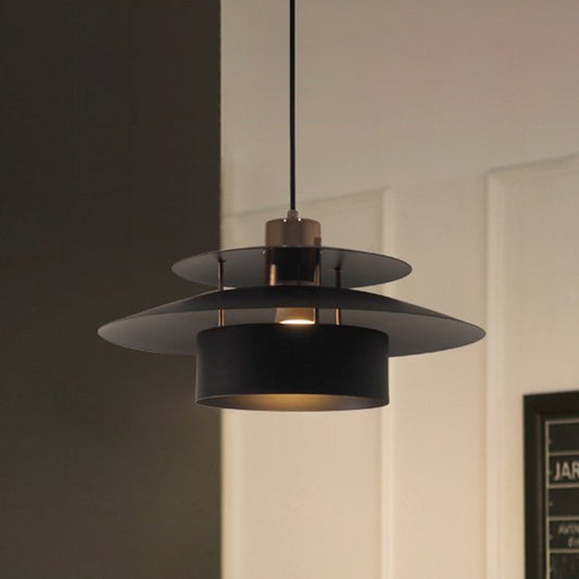 Drum Shade Kitchen Pendant Lighting Fixture Metal 1 Light Minimalist Hanging Lamp Kit in Black Black Clearhalo 'Ceiling Lights' 'Modern Pendants' 'Modern' 'Pendant Lights' 'Pendants' Lighting' 313264