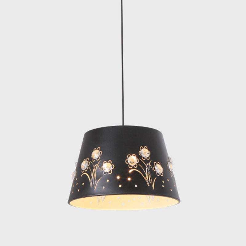 Metal Drum Shaped Hanging Ceiling Light Contemporary 1 Light Black Down Lighting Clearhalo 'Ceiling Lights' 'Modern Pendants' 'Modern' 'Pendant Lights' 'Pendants' Lighting' 313300