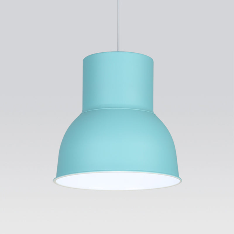 Metal Dome Shade Suspension Pendant Minimalist 10"/14"/15" Wide 1 Light Hanging Light Fixture in Blue/Green Clearhalo 'Ceiling Lights' 'Modern Pendants' 'Modern' 'Pendant Lights' 'Pendants' Lighting' 313309