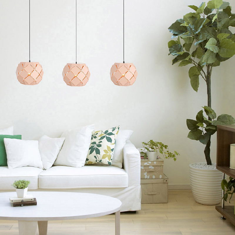 Laser-Cut Hanging Lamp Minimalist Metal 1 Light Living Room Pendant Lighting in Pink Pink Clearhalo 'Ceiling Lights' 'Modern Pendants' 'Modern' 'Pendant Lights' 'Pendants' Lighting' 313318