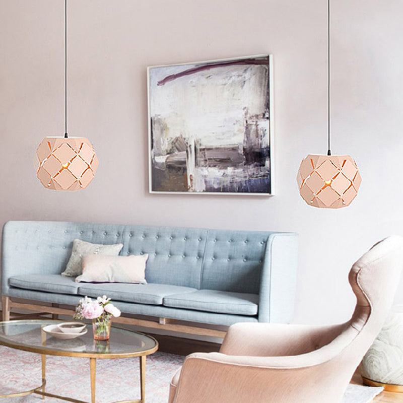 Laser-Cut Hanging Lamp Minimalist Metal 1 Light Living Room Pendant Lighting in Pink Clearhalo 'Ceiling Lights' 'Modern Pendants' 'Modern' 'Pendant Lights' 'Pendants' Lighting' 313319