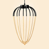 19"/21" W Caged Kitchen Pendant Lighting Fixture Metal 1 Light Contemporary Hanging Light in Black and Gold Clearhalo 'Ceiling Lights' 'Modern Pendants' 'Modern' 'Pendant Lights' 'Pendants' Lighting' 313330