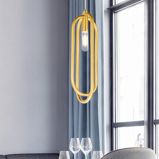 Brass Oval Ring Down Lighting Pendant Modern 1 Light Metal Suspension Light for Living Room Brass Clearhalo 'Ceiling Lights' 'Modern Pendants' 'Modern' 'Pendant Lights' 'Pendants' Lighting' 313333