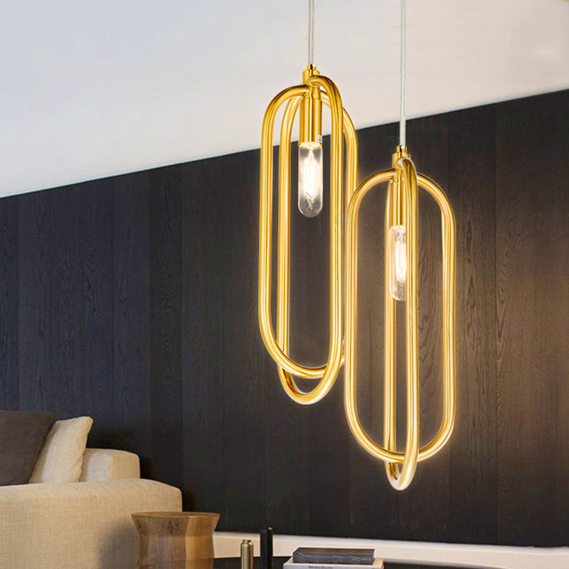 Brass Oval Ring Down Lighting Pendant Modern 1 Light Metal Suspension Light for Living Room Clearhalo 'Ceiling Lights' 'Modern Pendants' 'Modern' 'Pendant Lights' 'Pendants' Lighting' 313334