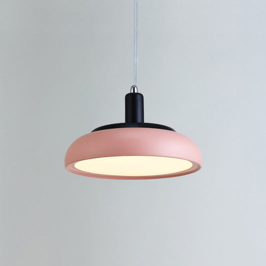 8"/12" W Metal Dome Shaped Drop Pendant Contemporary 1 Light Hanging Ceiling Light in Pink Clearhalo 'Ceiling Lights' 'Modern Pendants' 'Modern' 'Pendant Lights' 'Pendants' Lighting' 313349