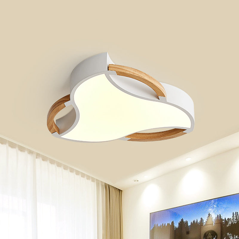 White Windmill Flush Ceiling Light Fixture Modern LED Wood Flush Mount Lamp in White/Natural Light, 16"/19.5"/23.5" Wide White Natural Clearhalo 'Ceiling Lights' 'Close To Ceiling Lights' 'Close to ceiling' 'Flush mount' Lighting' 313350