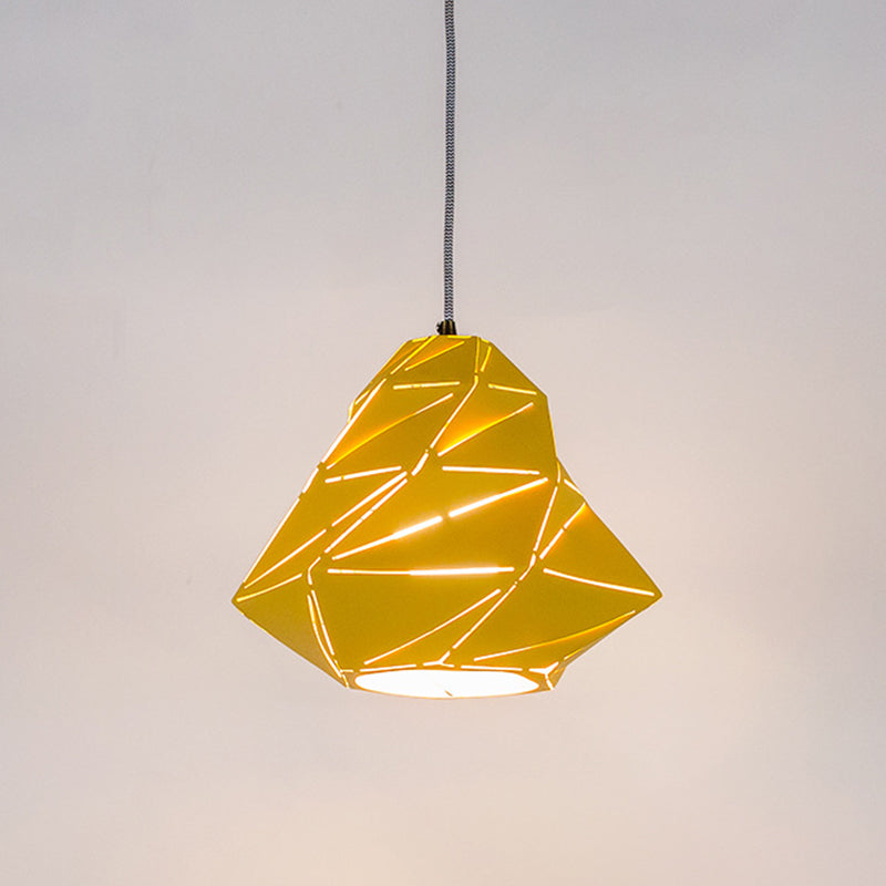 Geometric Pendant Lighting Fixture Modern Metal 1 Light Dining Room Hanging Ceiling Light in Yellow Clearhalo 'Ceiling Lights' 'Modern Pendants' 'Modern' 'Pendant Lights' 'Pendants' Lighting' 313362