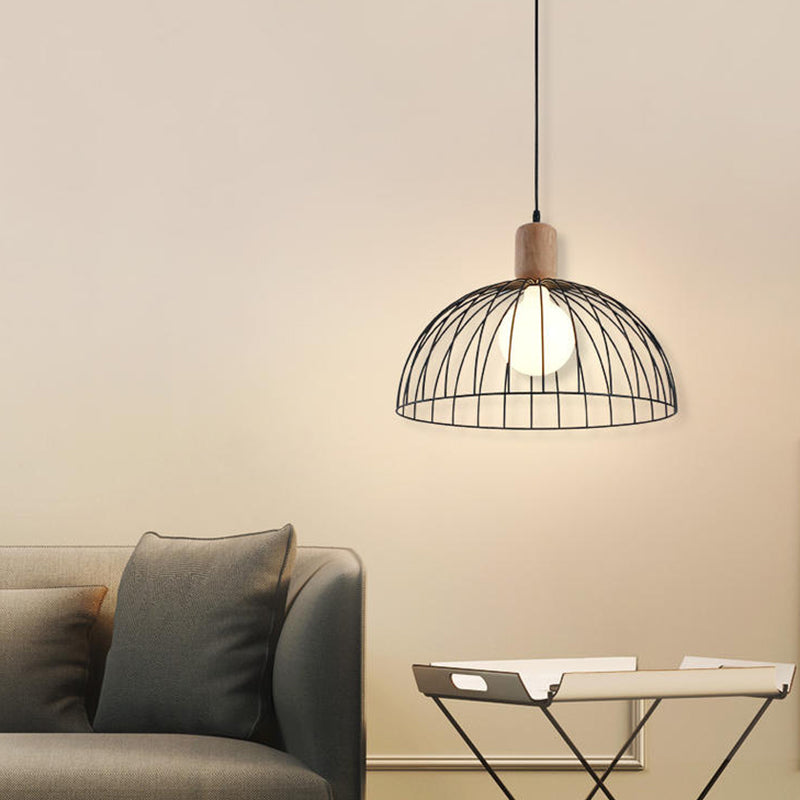 Dome Pendant Lighting Minimalist Metal 1 Head Black Pendulum Light for Living Room Black Clearhalo 'Ceiling Lights' 'Modern Pendants' 'Modern' 'Pendant Lights' 'Pendants' Lighting' 313363