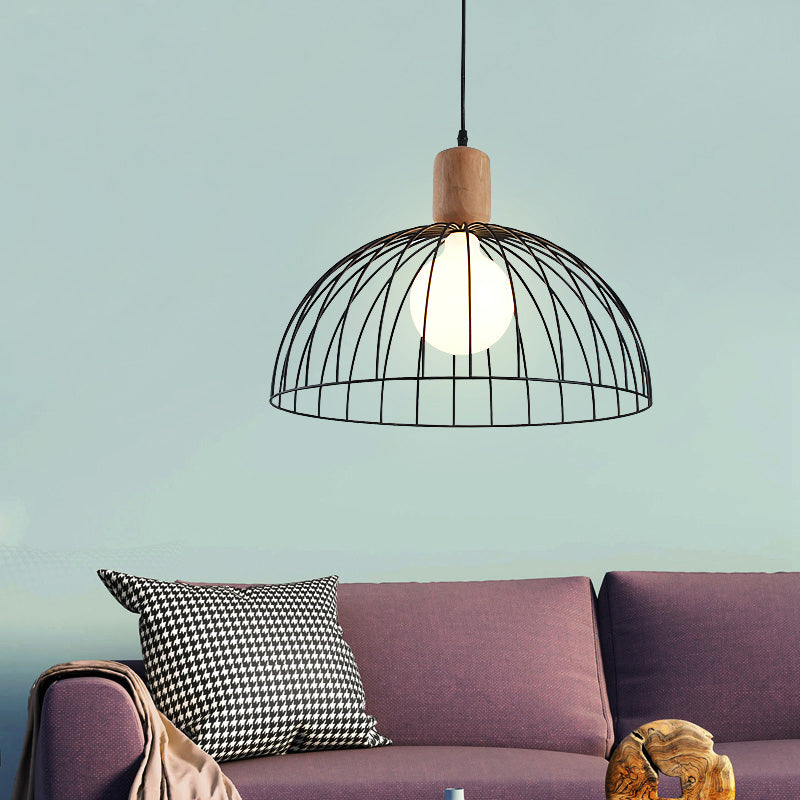 Dome Pendant Lighting Minimalist Metal 1 Head Black Pendulum Light for Living Room Clearhalo 'Ceiling Lights' 'Modern Pendants' 'Modern' 'Pendant Lights' 'Pendants' Lighting' 313364