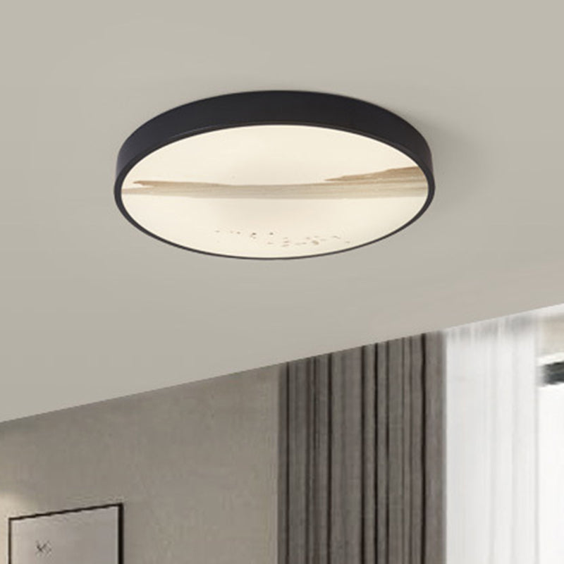 Round Dining Room Flush Lamp Metal LED Contemporary Ceiling Mounted Fixture in Black, White/Warm Light Clearhalo 'Ceiling Lights' 'Close To Ceiling Lights' 'Close to ceiling' 'Flush mount' Lighting' 313388